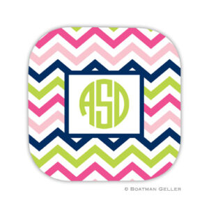 Coaster - Chevron Pink Navy & Lime