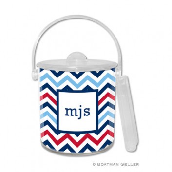 Ice Bucket - Chevron Blue & Red