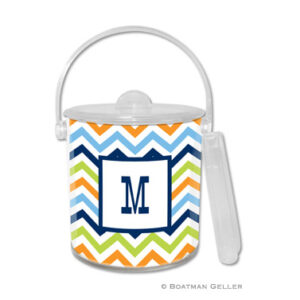 Ice Bucket - Chevron Blue Orange & Lime