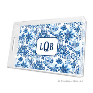 Lucite Tray - Classic Floral Blue