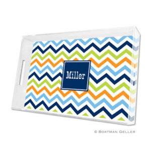 Lucite Tray - Chevron Blue Orange & Lime