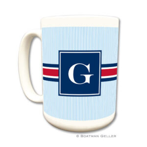 Mugs - Seersucker Band Red & Navy