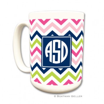 Mugs - Chevron Pink Navy & Lime