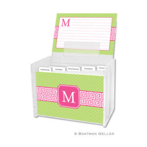 Recipe Box - Greek Key Band Pink