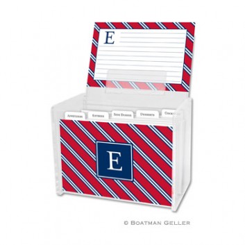 Recipe Box - Repp Tie Red & Navy