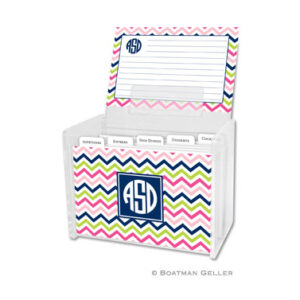 Recipe Box - Chevron Pink Navy & Lime