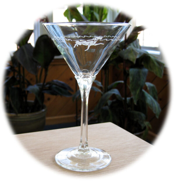 Water Dog Martini Glass