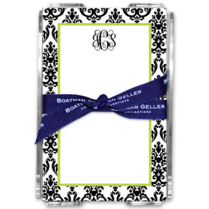 Note Pads - Madison Damask White w/Black