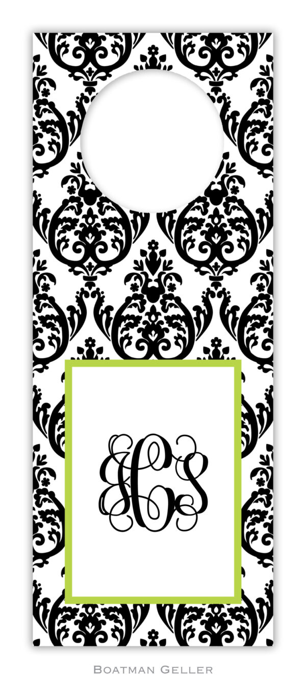 Wine Tags - Madison Damask White w/Black