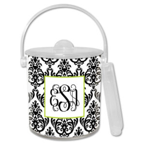 Ice Bucket - Madison Damask White w/Black