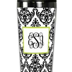 Travel Tumbler - Madison Damask White w/Black